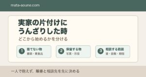 実家の片付けにうんざりした時にどこから始めるかを分ける図